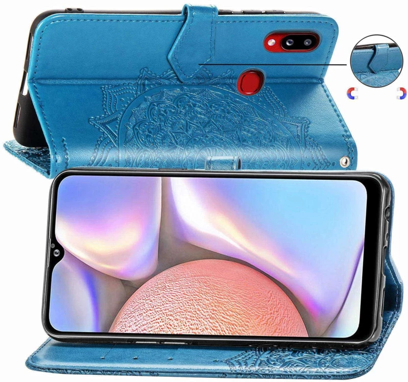 Кожаный чехол-книжка Art Case с визитницей для Samsung Galaxy A10s – Синий. Фото 5 из 5