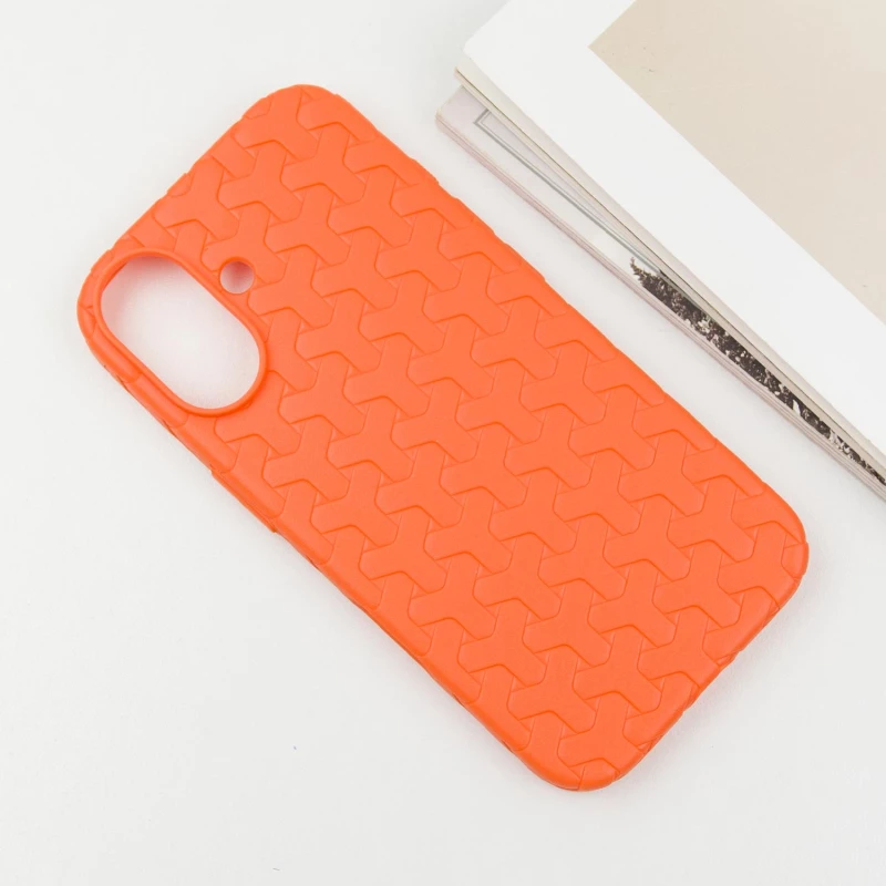 TPU чехол плетенка для Apple iPhone 16 – Orange. Фото 4 из 10