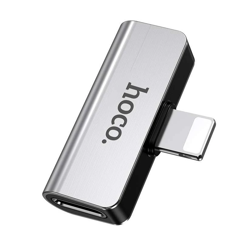 Перехідник Hoco LS24 Lightning to lightning audio/lightning – Сталевий. Фото 3 з 7