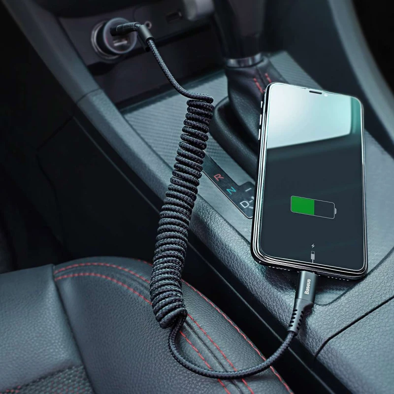 Дата кабель Baseus Fish Eye Spring Data Lightning Cable 2A (1m) – Чорний. Фото 2 з 8