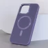 Кожаный чехол Bonbon с металлическими кнопками и MagSafe на Apple iPhone 15 (6.1") – Серый / Lavender. Фото 4 из 6