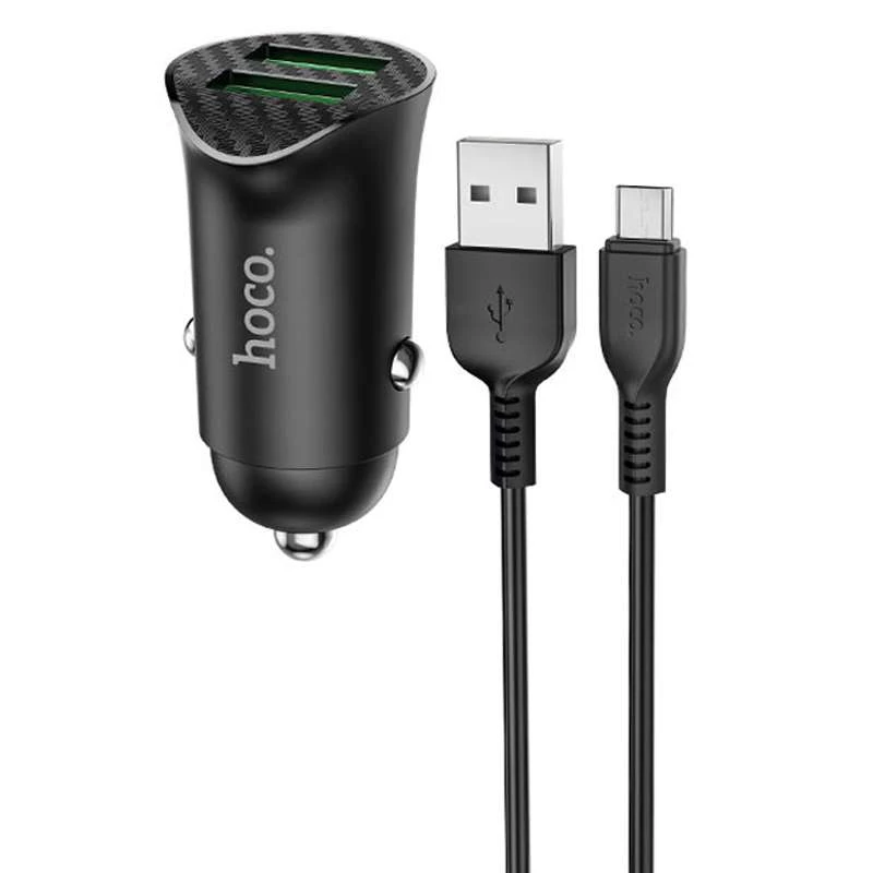 

АЗП Hoco Z39 QC3.0 (2USB) + MicroUSB (Чорний)