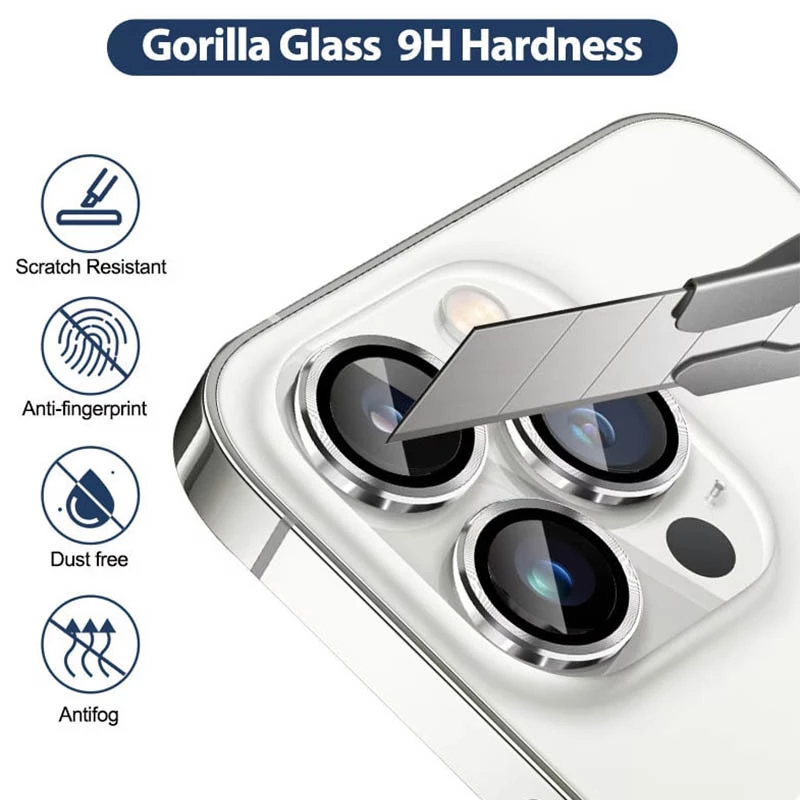 Металлическое защитное стекло на камеру для Apple iPhone 14 Pro Max (6.7") – Серебряный / Silver. Фото 4 из 10