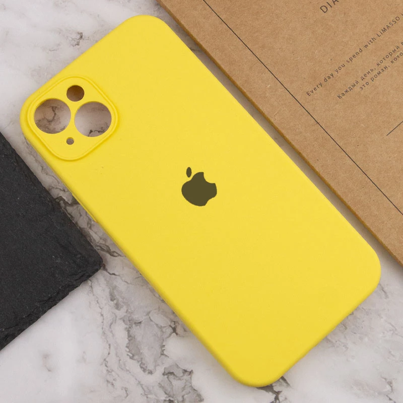 Чехол Silicone Case с защитой камеры для Apple iPhone 15 Plus (6.7") – Желтый / Yellow. Фото 9 из 14