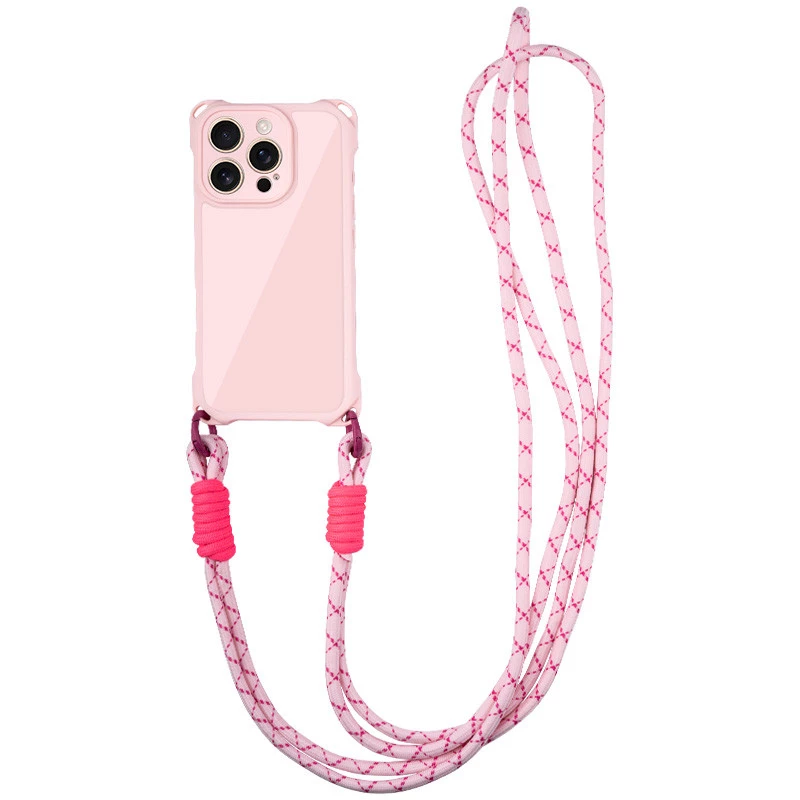Силиконовый чехол CrossBody со шнурком для Apple iPhone 14 (6.1") – Pink. Фото 2 из 10