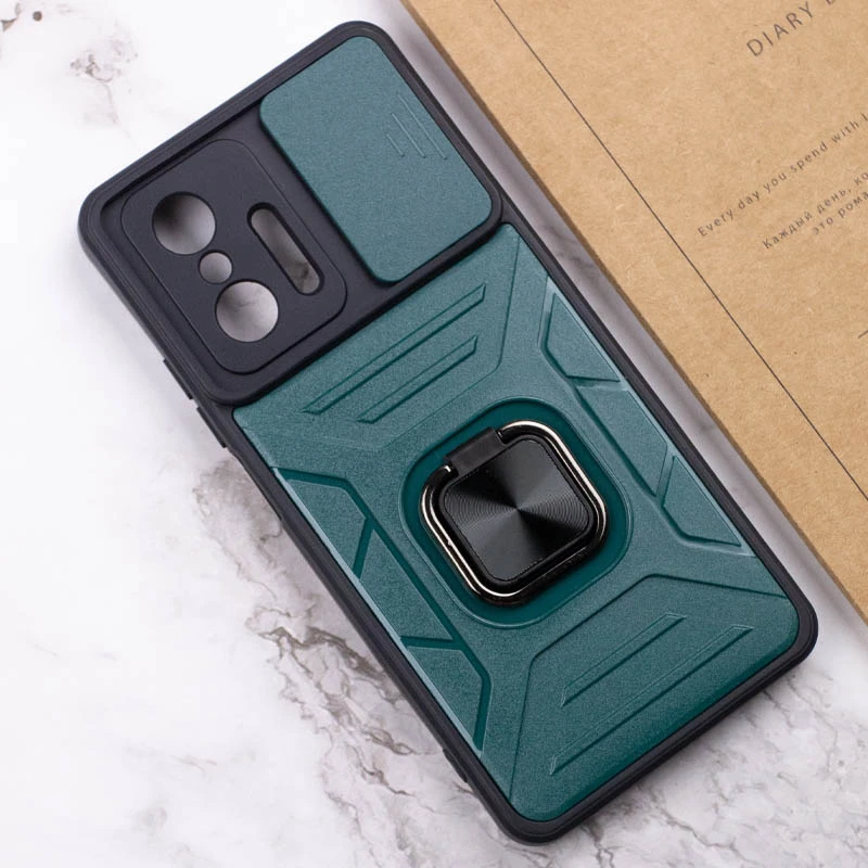 Протиударний чохол Flash зі шторкою для камери та кільцем на Xiaomi 11T / 11T Pro – Green. Фото 7 з 7