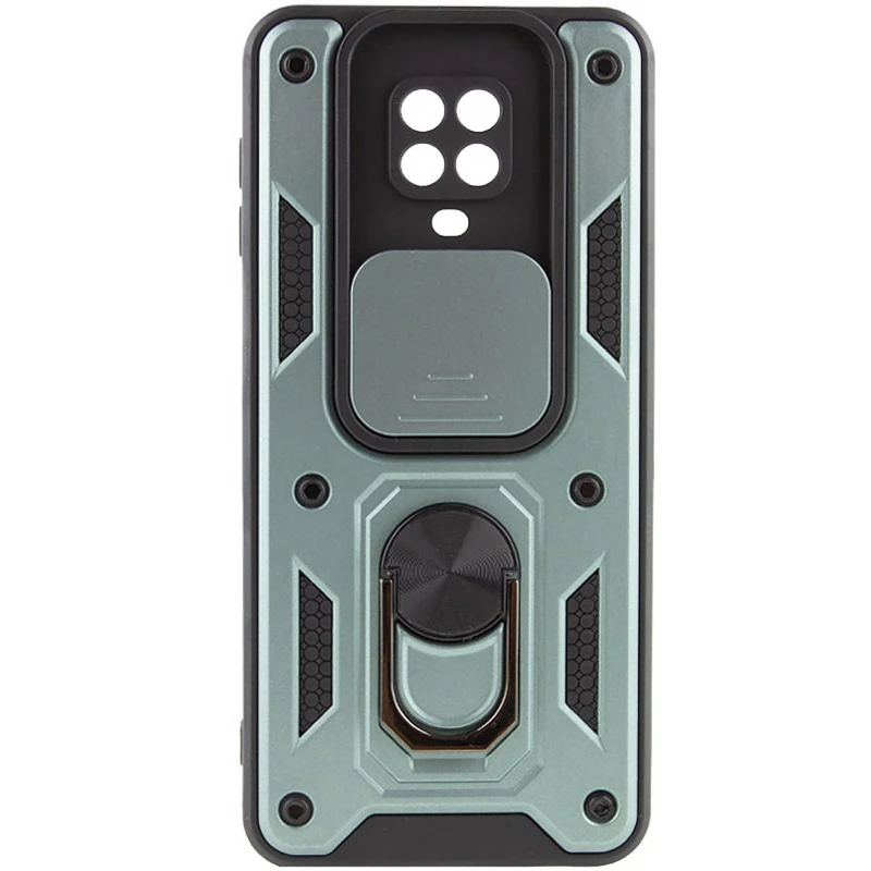 Ударопрочный чехол Ummi Camshield Serge Ring (in box) для Xiaomi Redmi Note 9s / Note 9 Pro / Note 9 Pro Max – Зеленый / Green. Фото 2 из 4