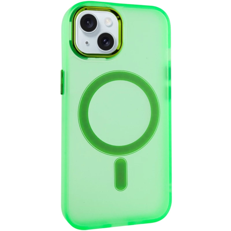 Цветной TPU+PC с MagSafe на Apple iPhone 15 (6.1") – Neon Green. Фото 1 из 13