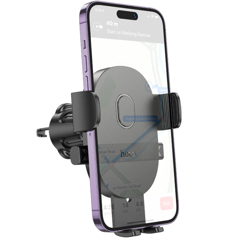 Автотримач Hoco H18 Mighty one-button (air outlet) – Black. Фото 2 з 7