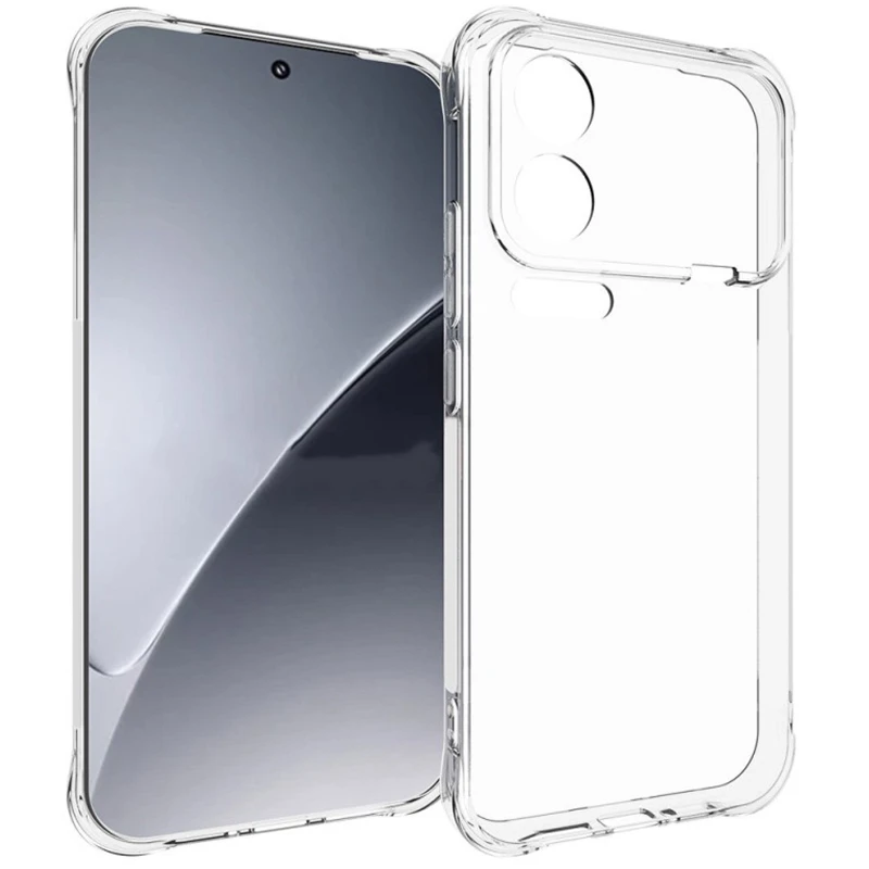 Ультратонкий силиконовый чехол GETMAN с крытыми бортами та камерою на Xiaomi 17 Pro – Бесцветный (прозрачный). Фото 1 из 3