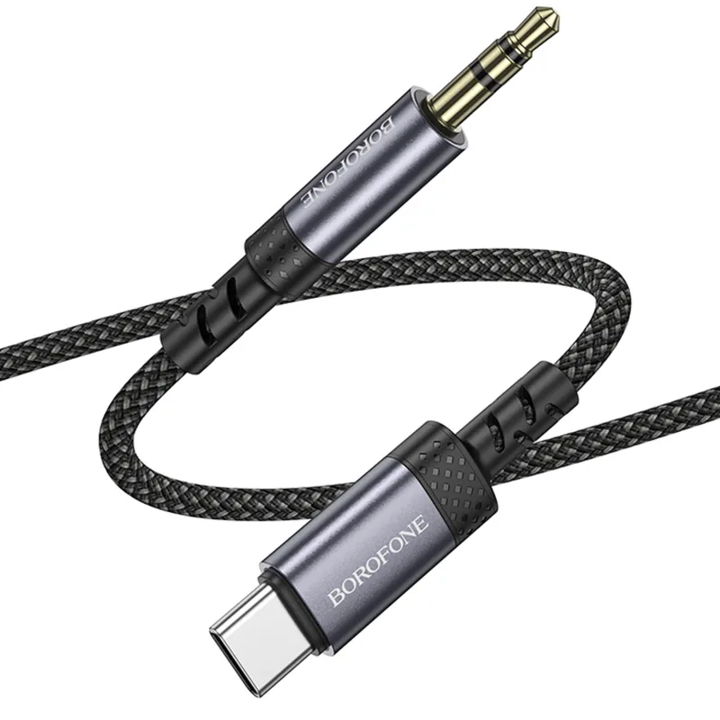 Аудіо кабель Aux Borofone BL24 Graceful Type-C to AUX 3.5mm) (1m) – Metal grey. Фото 5 з 7
