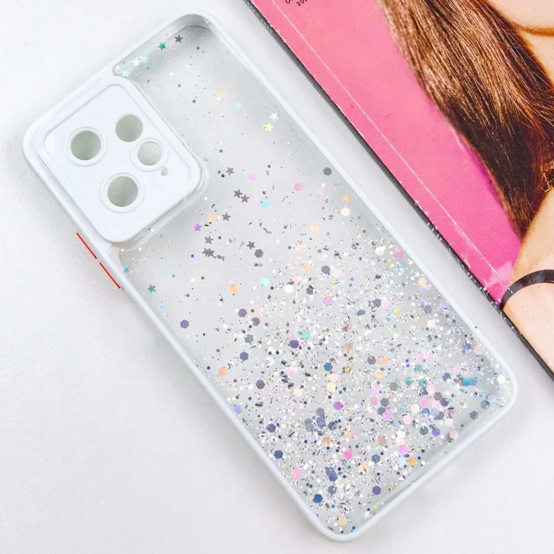 Чохол з блискітками та захистом камери на Xiaomi Redmi Note 12 4G – Білий. Фото 4 з 9