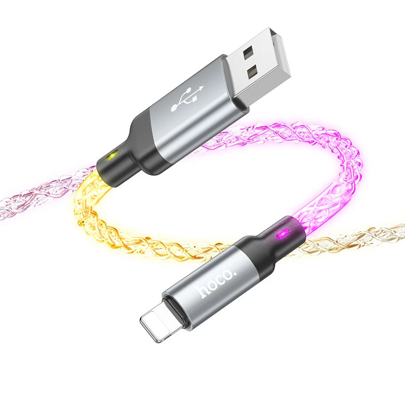 Дата кабель Hoco U112 Shine 2.4A USB to Lightning (1m) – Gray. Фото 4 з 8