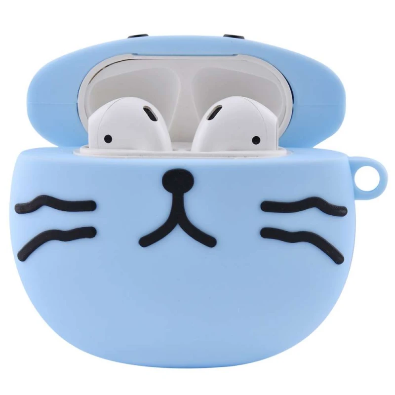 Силіконовий футляр Pretty Cats для навушників AirPods – Блакитний. Фото 2 з 3