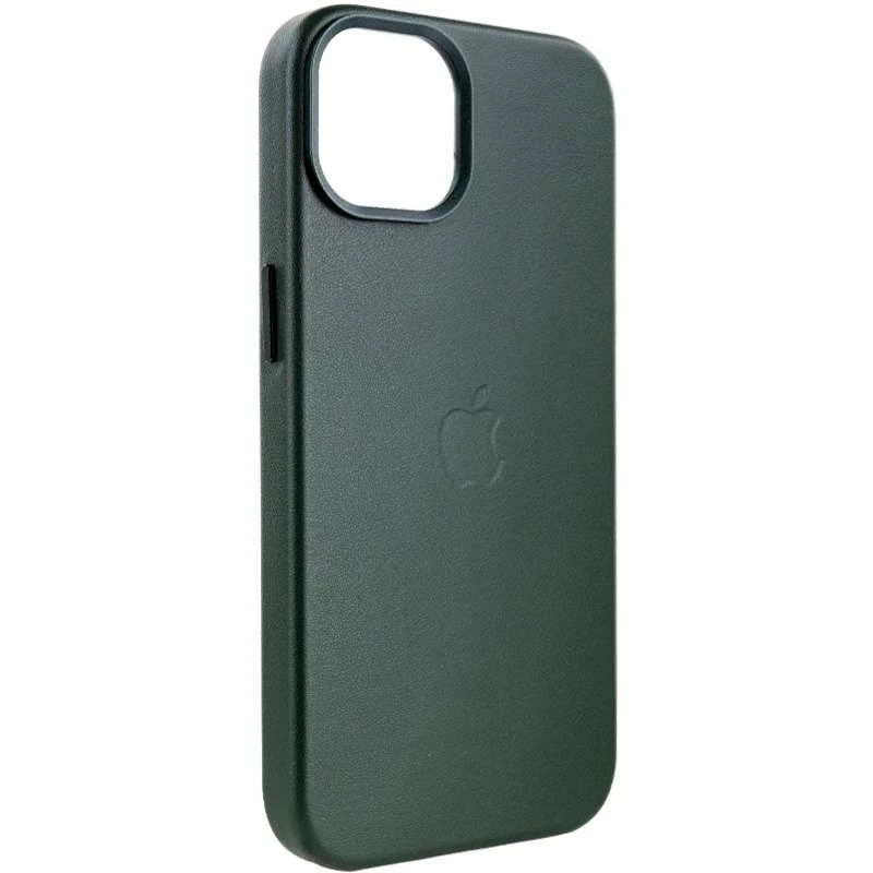 Кожаный чехол Leather Case с MagSafe для Apple iPhone 14 (6.1") – Military green. Фото 6 из 9