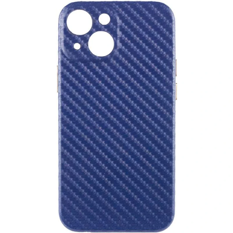 

Кожаный чехол Leather Case Carbon для Apple iPhone 13 (6.1") (Синий), Синій