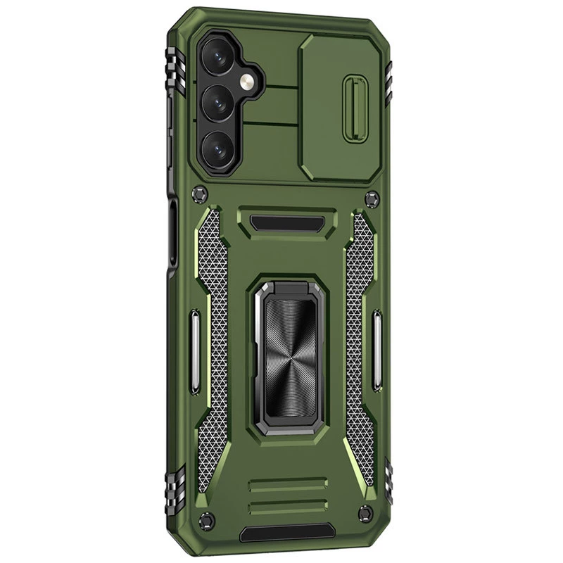 Ударостійкий чохол Square Ring зi шторкою на камеру на Samsung Galaxy S23 FE – Оливковий / Army Green. Фото 5 з 5