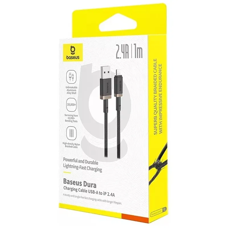 Дата кабель Baseus Dura Series Fast Charging USB to Lightning 2.4A (1m) (CB000122) – Gold / Black. Фото 2 из 5