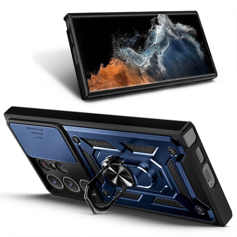 Ударопрочный чехол Serge Ring с защитой камеры для Samsung Galaxy S25 Ultra – Синий. Фото 3 из 6