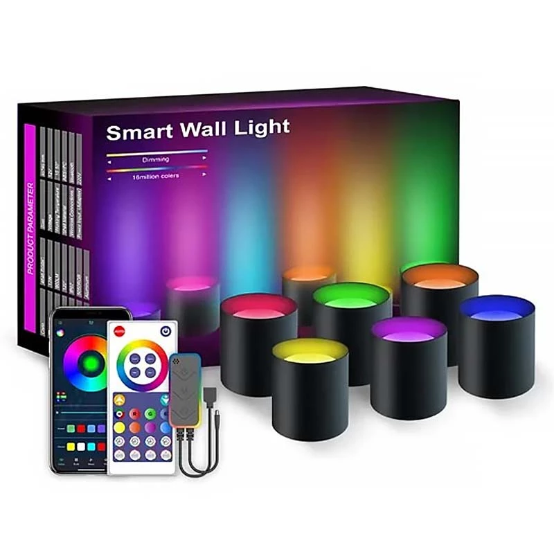 Настінна LED лампа RGB Intelligent wall lamp 6 pcs with Bluetooth European plug with app фото 1 з 1