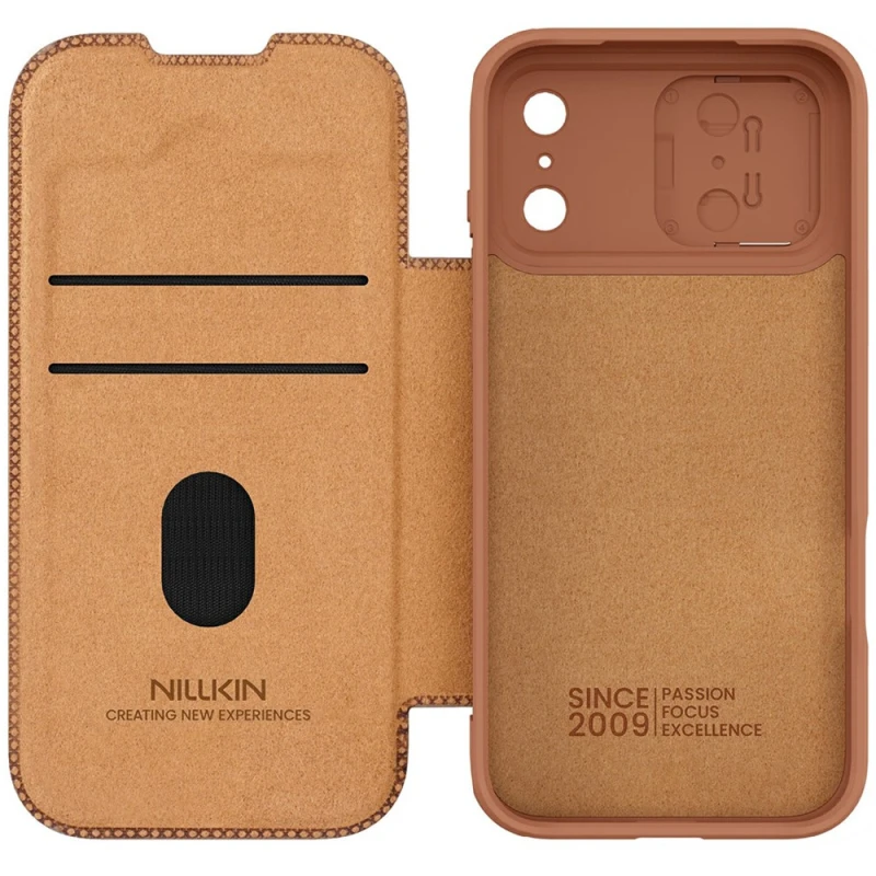 Кожаный чехол-книжка Nillkin Qin Pro Camshield для Apple iPhone 18 Pro – Brown. Фото 5 из 5
