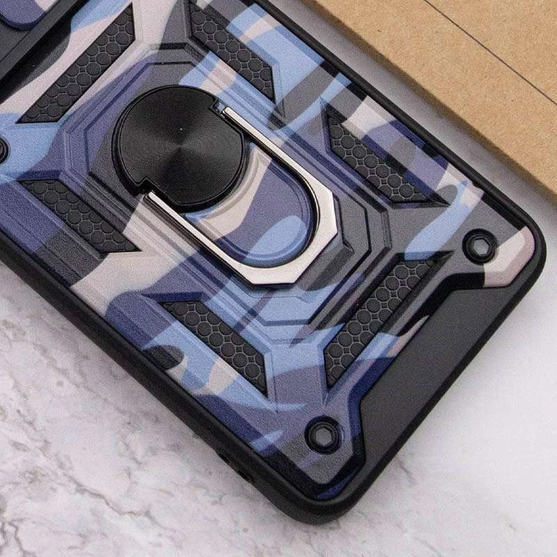 Ударостійкий чохол камуфляж Serge Ring зi шторкою на камеру на Samsung Galaxy A13 4G – Фіолетовий / Army Purple. Фото 5 з 5