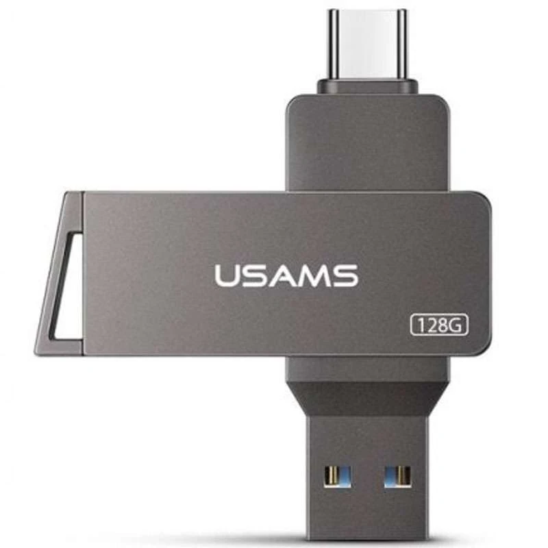 

Флеш накопичувач USAMS US-ZB201 Type-C+ USB3.0 Rotatable High Speed Flash Drive 128 Gb (Iron-grey)
