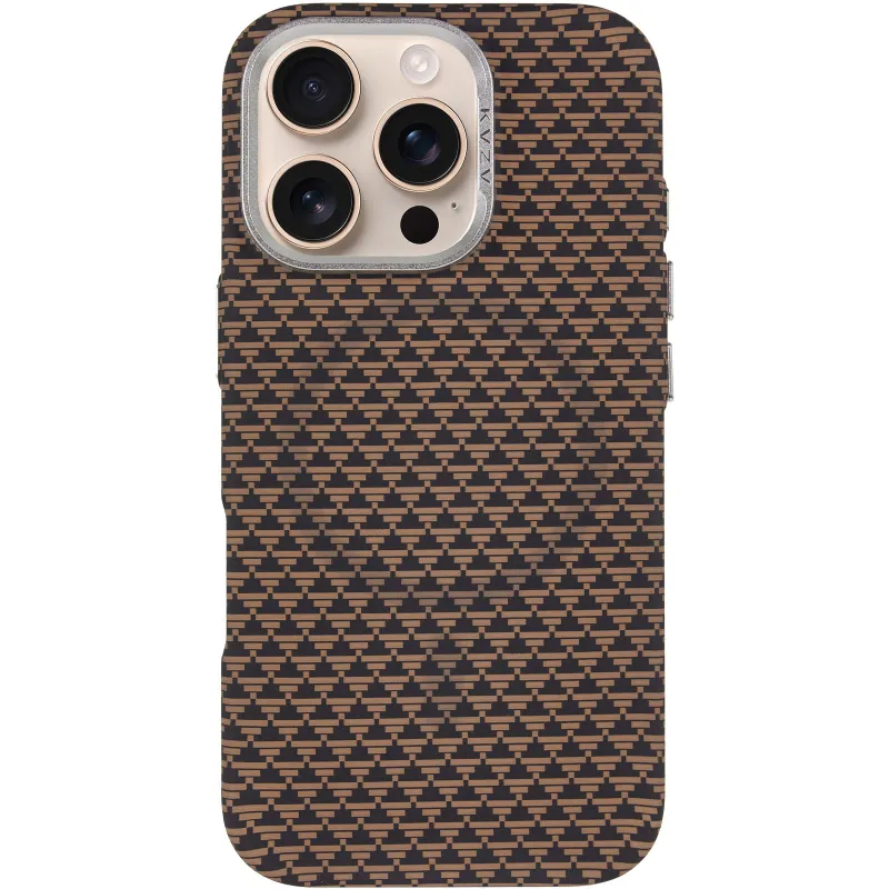 Чехол TPU+PC KVZV Triangular Pattern with Magnetic Fit для Apple iPhone 16 Pro Max – Khaki. Фото 3 из 6