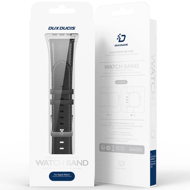 Ремінець Dux Ducis Leather Strap Classic для Apple Watch 42(ser.1-3)/44/45/46/49mm – Black. Фото 5 з 5