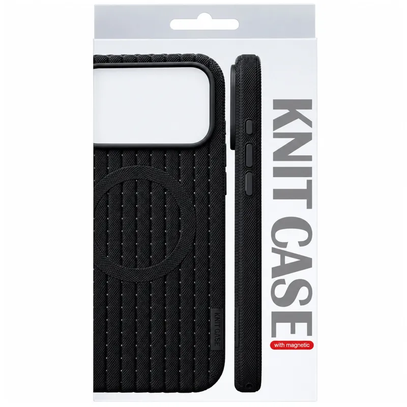Чохол TPU Knit Case with Magnetic Fit для Apple iPhone 17 Pro Max (6.9") – Black. Фото 2 з 2