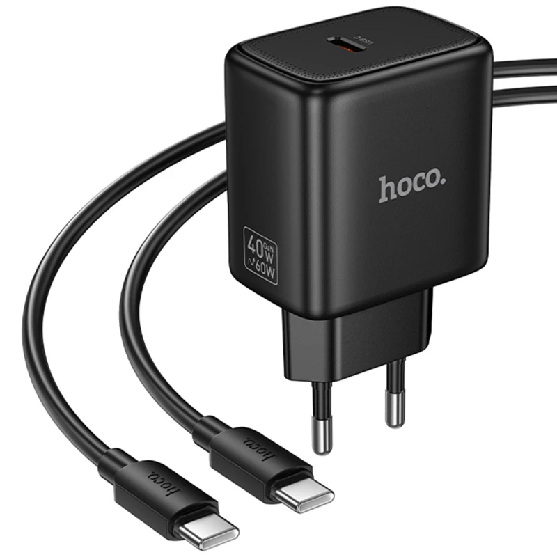 МЗП Hoco N83 Profit PD40W (1USB-C) + кабель Type-C to Type-C – Black. Фото 4 з 4
