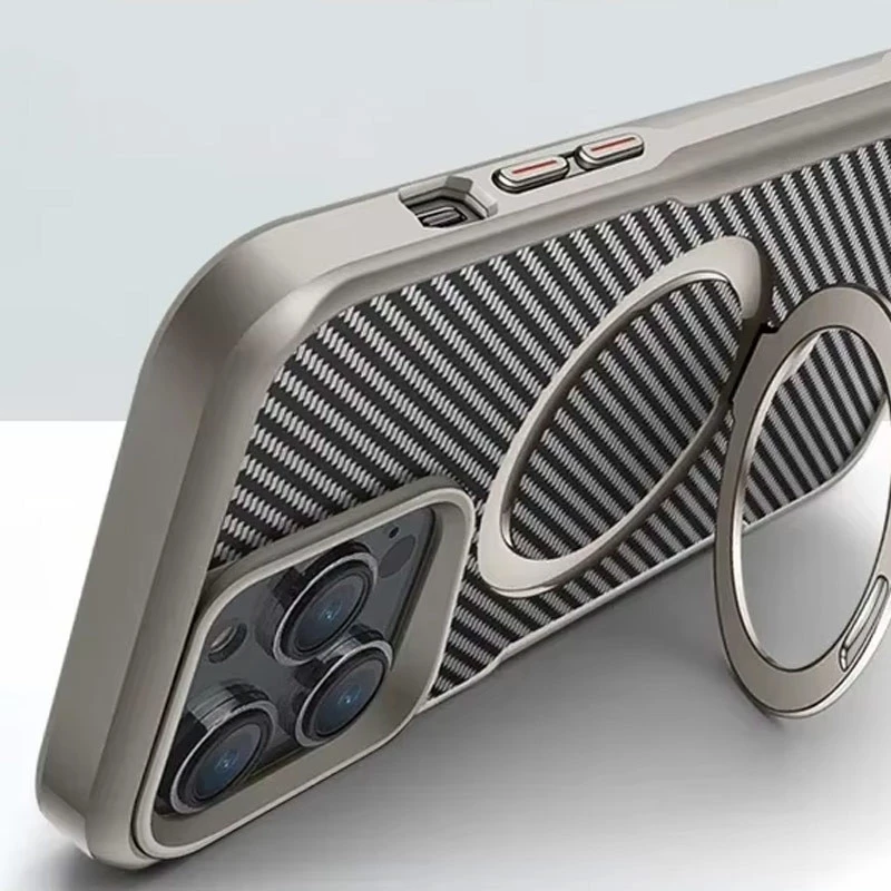 Кольоровий TPU+PC з металевими кнопками , кільцем та MagSafe для Apple iPhone 16 Pro – Сірий. Фото 5 з 7