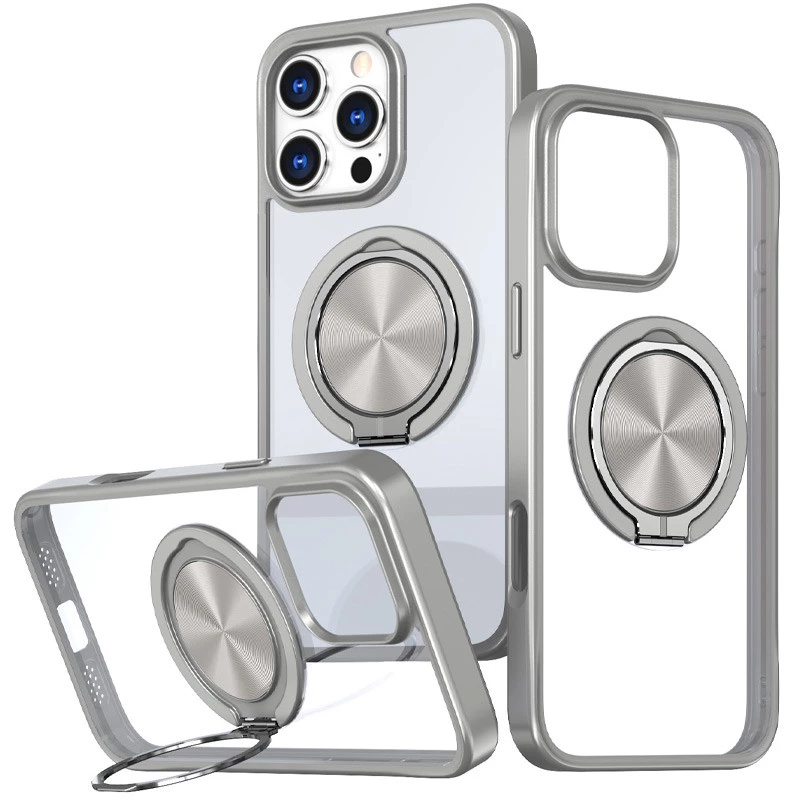 TPU+PC чохол з магнітом та кільцем для Apple iPhone 16 Pro – Сірий. Фото 1 з 1