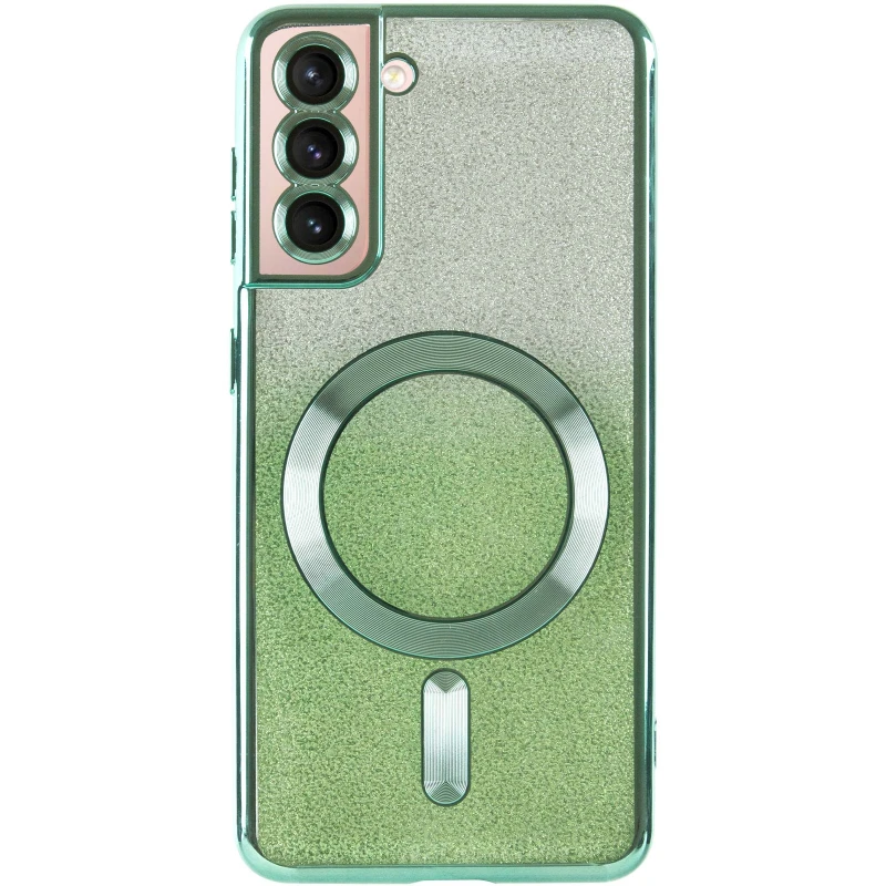 Чохол з блискітками, захисними лінзами на камеру та MagSafe на Samsung Galaxy S21 – Зелений / Emerald. Фото 5 з 10