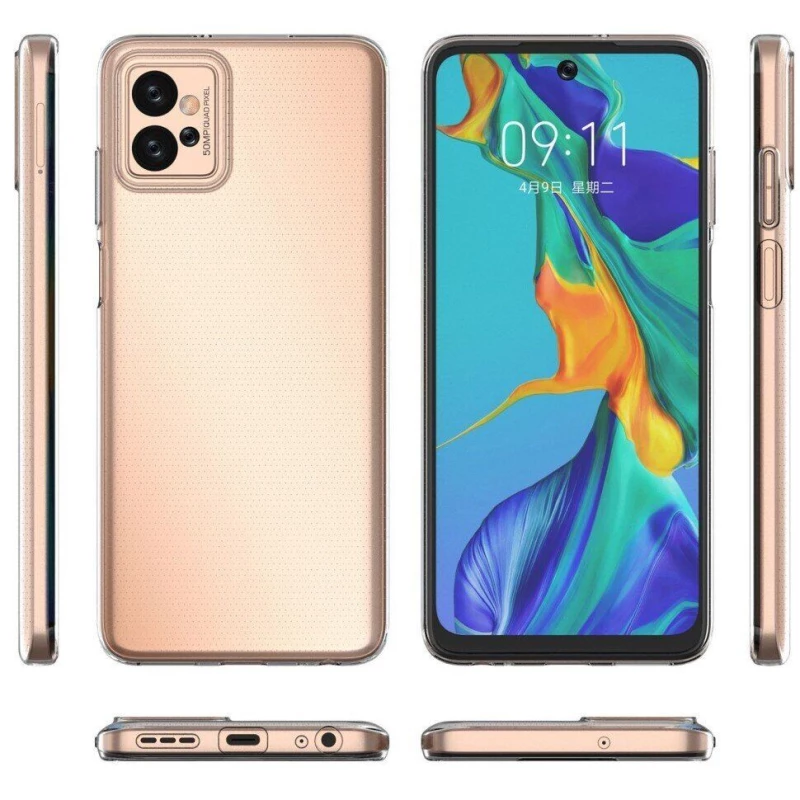 Ультратонкий силіконовий чохол 1мм на Motorola Moto G32 – Безбарвний (прозорий). Фото 4 з 5