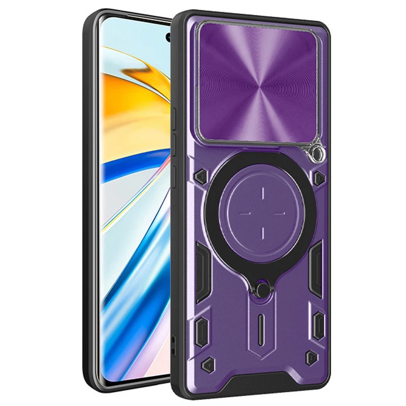 Ударопрочный чехол Bracket Ringstand с защитной шторкой для камеры для Xiaomi 14T – Purple. Фото 2 из 4