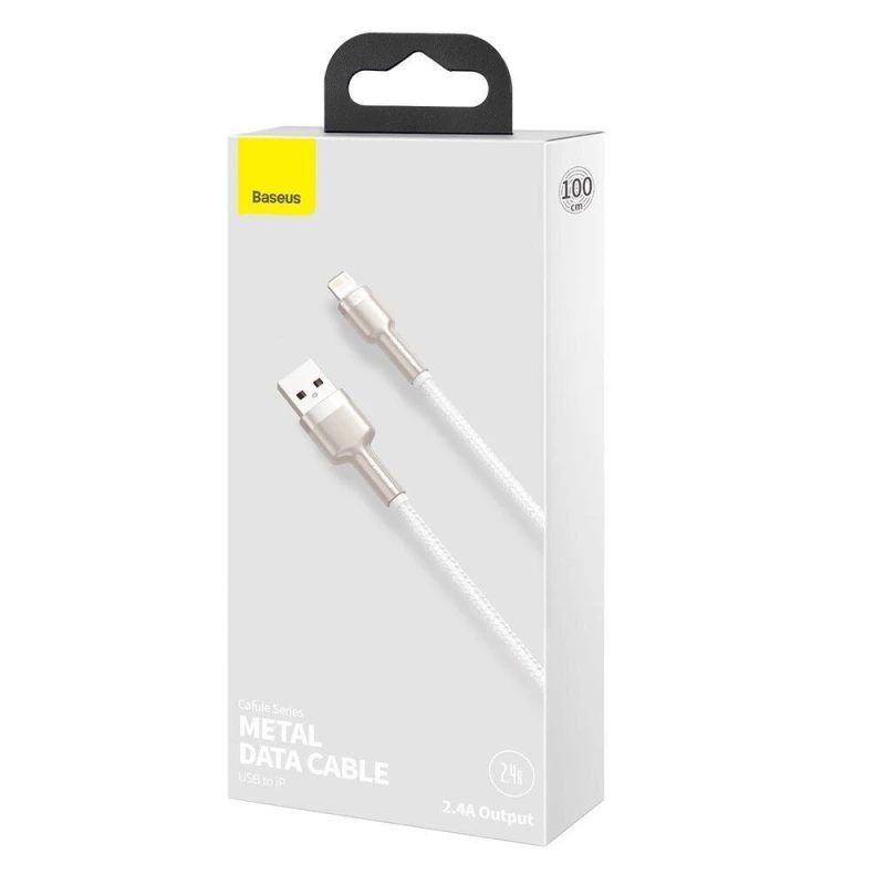 Дата кабель Baseus Cafule Series Metal USB to Lightning 2.4A (2m) (CALJK-B0) – White. Фото 4 з 4