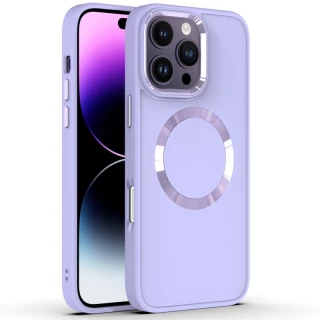 TPU чохол Bonbon з металевими кнопками та MagSafe на Apple iPhone 16 Pro Max — Бузковий / Dasheen