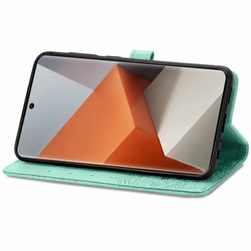 Шкіряний чохол-книжка Art Case з візитницею для Xiaomi Redmi Note 13 Pro+ – Бірюзовий. Фото 4 з 5