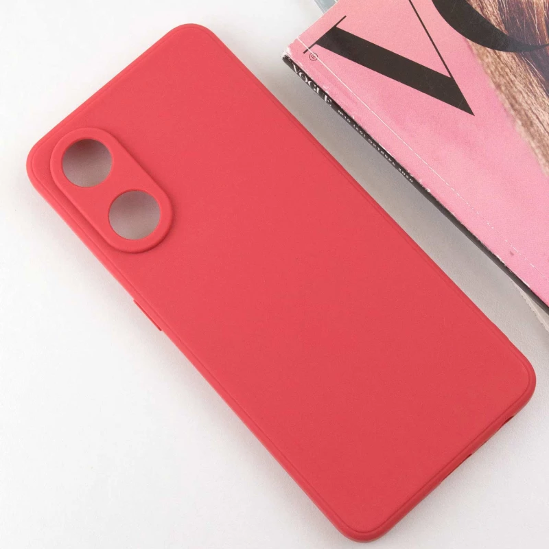 Цветной силиконовый чехол с защитой камеры для Oppo Reno 8T 4G – Красный / Camellia. Фото 3 из 8