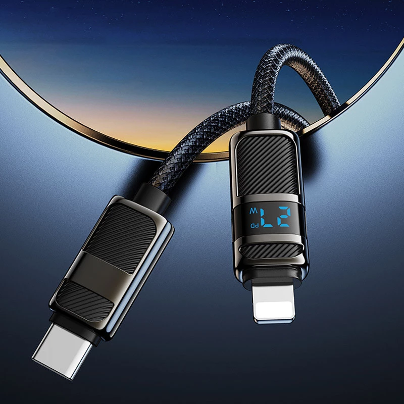 Дата кабель Hoco U137 Line with display Type-C to Lightning 27W (1.2m) – Black. Фото 6 з 6