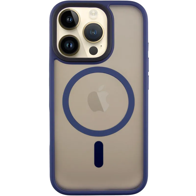 TPU+PC чохол Metal Buttons with Magnetic Fit для Apple iPhone 16 Pro Max – Синій / Navy Blue. Фото 2 з 9