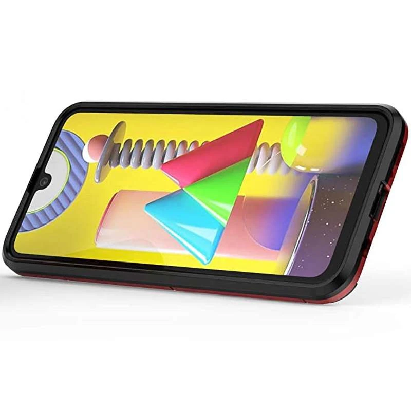 Противоударный чехол Transformer с кольцом для Samsung Galaxy M21 – Красный / Dante Red. Фото 4 из 6