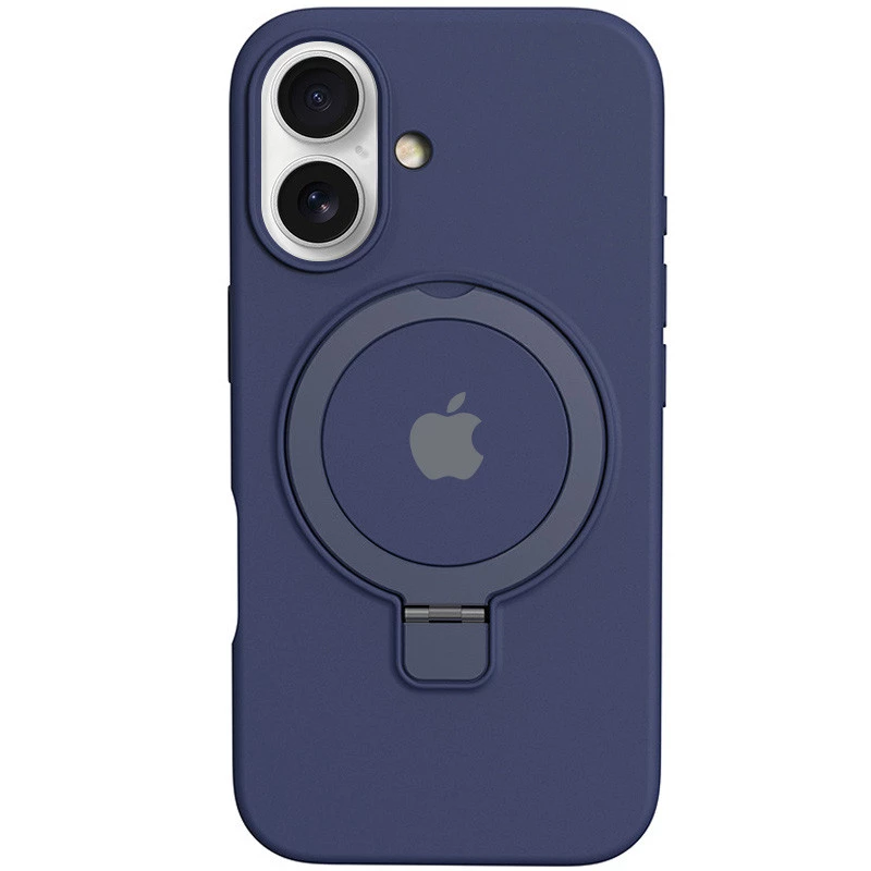 Силіконовий чохол Full Protective з кільцем-тримачем Apple iPhone 16 – Dark Blue. Фото 1 з 3