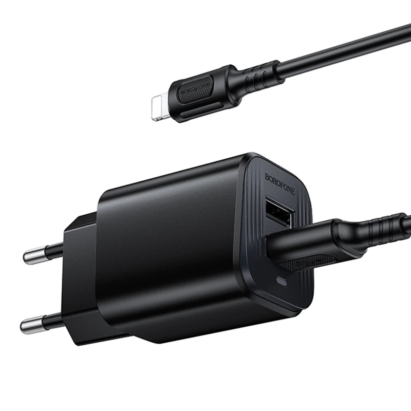 МЗП Borofone BAS81A Star 10.5W (2USB-A) + кабель USB to Lightning – Black. Фото 2 з 3