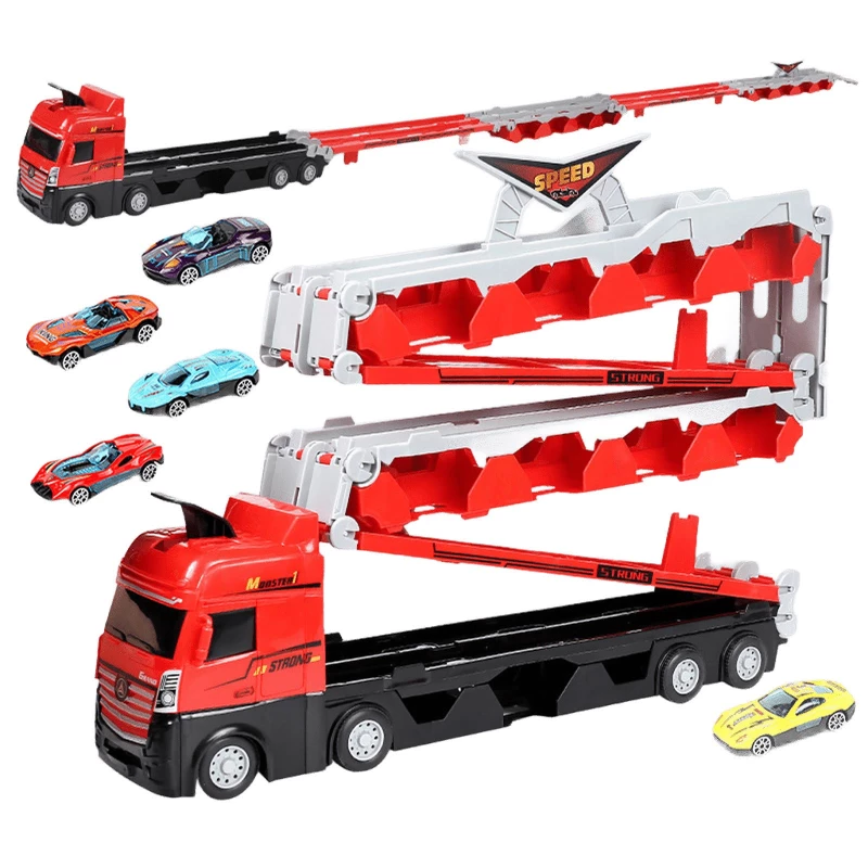 Ігровий набір-вантажівка SHT D663-T202 Catapult Truck + 8 small car – Colorful. Фото 1 з 4