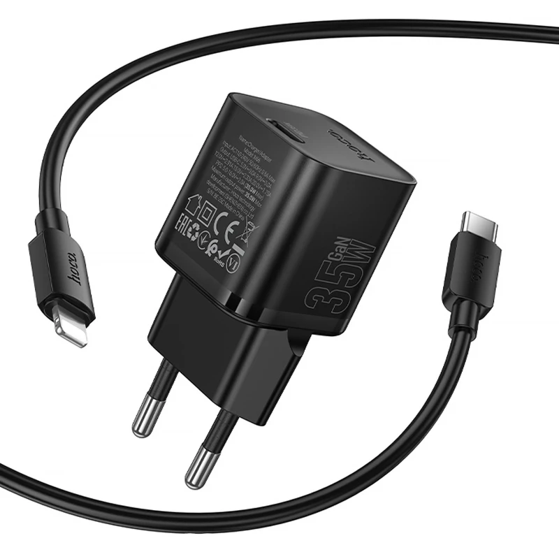 МЗП Hoco N66 Ingenious PD35W (1USB-C) + кабель Type-C to Lightning – Black. Фото 5 з 5