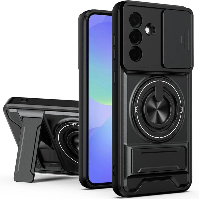 Ударостійкий чохол Camshield StandRing case для Samsung Galaxy A36 5G – Black. Фото 1 з 2