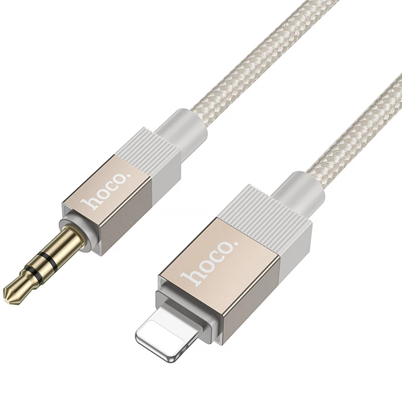 Аудио кабель Aux Hoco UPA32A Clever digital (Lightning to AUX 3.5mm) (1m) – Gold. Фото 3 из 4