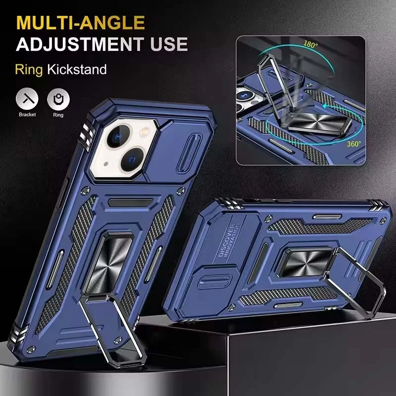 Ударопрочный чехол Square Ring c шторкой на камеру для Apple iPhone 13 (6.1") – Синий / Navy. Фото 3 из 4